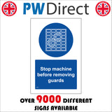 MA349 Stop Machine Before Removing Guards Sign with Cogs Guard Circle
