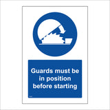 MA354 Guards Must Be In Position Before Starting Sign with Blades Circle Cover