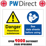 Danger Hazardous Substances See Data Sheets Before Using Sign MA358
