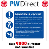 MA359 Dangerous Machine Sign with Circle Exclamation Mark Boiler Suit Hand Switch