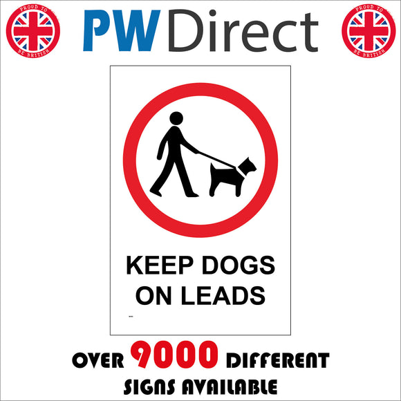 MA362 Keep Dogs On Leads Sign with Circle Person Dog