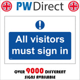 MA367 All Visitors Must Sign In Sign with Circle Exclamation Mark