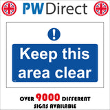 MA368 Keep This Area Clear  Sign with Circle Exclamation Mark