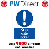 MA397 Keep Gate Locked Sign with Circle Exclamation Mark