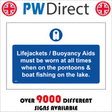 MA400 Life Jackets/ Buoyancy Aids  Must Be Worn At All Times Sign with Circle Life Jacket
