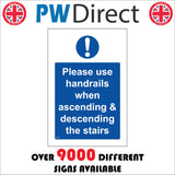 MA415 Please Use Handrails Sign with Circle Exclamation Mark