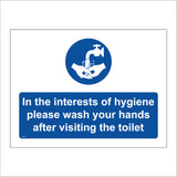 MA437 In The Interest Of Hygiene Please Wash Your Hands After Visiting The Toilet Sign with Circle Tap Hands