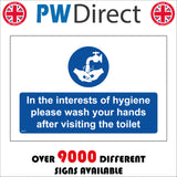 MA437 In The Interest Of Hygiene Please Wash Your Hands After Visiting The Toilet Sign with Circle Tap Hands