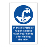 MA438 In The Interests Of Hygiene Please Wash Your Hands After Visiting The Toilet Sign with Circle Tap Water Hands