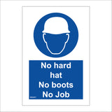 MA441 No Hard Hat No Boots No Job Sign with Circle Face Hat
