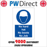 MA441 No Hard Hat No Boots No Job Sign with Circle Face Hat