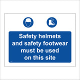 MA442 Safety Helmets And Safety Footwear Must Be Used On This Site Sign with Circle Face Hard Hat Boots