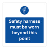 MA446 Safety Harness Must Be Worn Beyond This Point Sign with Circle Person Harness