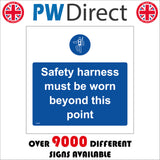 MA446 Safety Harness Must Be Worn Beyond This Point Sign with Circle Person Harness