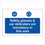 MA453 Safety Glasses & Ear Defenders Are Mandatory In This Area Sign with One With Face Ear Defenders Face Glasses