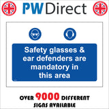 MA453 Safety Glasses & Ear Defenders Are Mandatory In This Area Sign with One With Face Ear Defenders Face Glasses