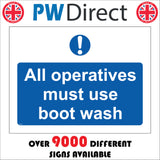 MA465 All Operatives Must Use Boot Wash Sign with Circle Exclamation Mark