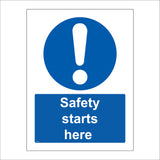 MA472 Safety Starts Here Sign with Circle Exclamation Mark