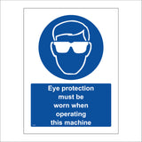 MA499 Eye Protection Must Be Worn When Operating This Machine Sign with Circle Face Glasses
