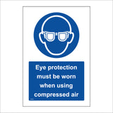 MA500 Eye Protection Must Be Worn When Using Compressed Air Sign with Circle Face Glasses