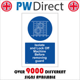 MA506 Isolate And Lock Off Machine Before Removing Guard Sign with Circle Cogs Guard