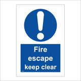 Fire Escape Keep Clear Sign MA522
