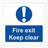 MA524 Fire Exit Keep Clear Sign with Circle Exclamation Mark