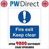 MA524 Fire Exit Keep Clear Sign with Circle Exclamation Mark