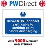 MA528 Drivers Must Connect Earth Cable To Earthing Point Before Discharging Sign with Circle Exclamation Mark