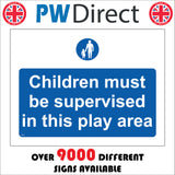 MA530 Children Must Be Supervised In This Play Area Sign with Circle Child Adult