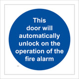 MA541 This Door Will Automatically Unlock On The Operation Of The Fire Alarm Sign