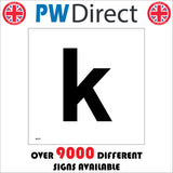 MA579 Letter Character k Warehouse Shelving Factory Storeroom Alphabet Sign
