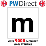 MA581 Letter Character m Warehouse Shelving Factory Storeroom Alphabet Sign