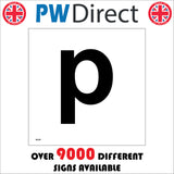 MA584 Letter Character p Warehouse Shelving Factory Storeroom Alphabet Sign