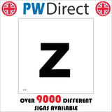 MA595 Letter Character z Warehouse Shelving Factory Storeroom Alphabet Sign