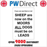 MA608 Whether You See Them Or Not Sheep Are Now On The Moor All Dogs Must Be On Leads Sign