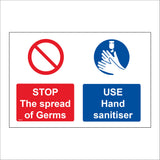 MA628 Stop The Spread Of Germs Use Hand Sanitiser Sign with Hands/Gel/Dispenser/Sanitiser