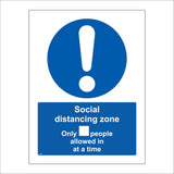 MA634 Social Distancing Zone Only People Allowed In At A Time Sign with Exclamation Mark