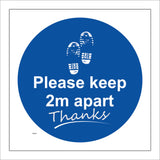 MA640 Please Keep 2m Apart Thanks Sign with Boot Print