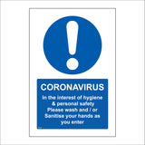 MA646 In The Interest Of Hygiene & Personal Safety Sign with Exclamation Mark