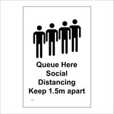 MA647 Queue Here Social Distancing Keep 1.5m Apart Sign with People