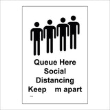 MA649 Queue Here Social Distancing Keep  m Apart Sign with people