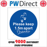 MA651 Please Keep 1.5m Apart Thanks Sign with Shoes