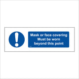 MA660 Mask Or Face Covering Must Be Worn Beyond This Point Sign with Exclamation Mark