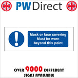 MA660 Mask Or Face Covering Must Be Worn Beyond This Point Sign with Exclamation Mark