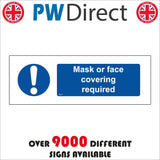 MA661 Mask Or Face Covering Requred Sign with Exclamation Mark