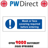 MA662 Mask Or Face Covering Required Before Entering Sign with Exclamation Mark