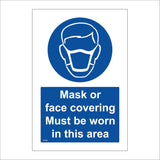 MA698 Wear A Mask Or Face Covering Sign with Mask Face