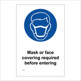 Mask Or Face Covering Required Before Entering Sign MA702