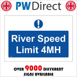 MA740 River Speed Limit 4MH Sign with Triangle Exclamation Mark